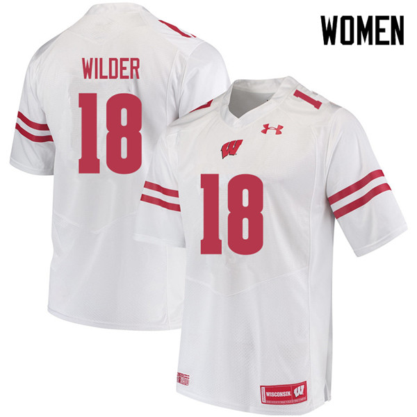 Women #18 Collin Wilder Wisconsin Badgers College Football Jerseys Sale-White
